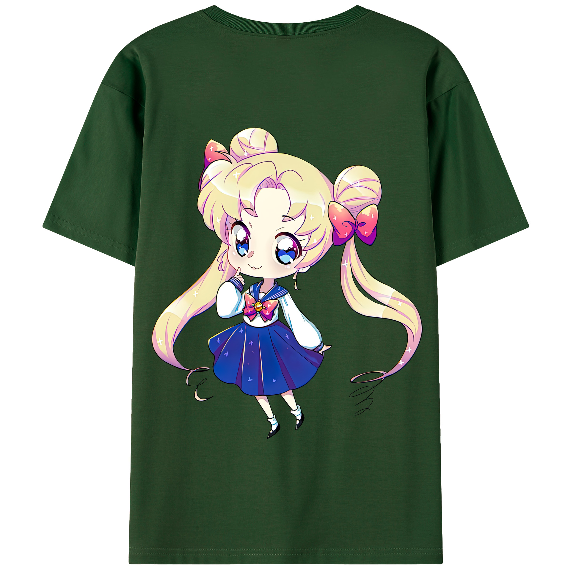 （画像用） 美少女戦士セーラームーン 月野 うさぎ つきの うさぎ Sailor Moon Tsukino Usagi 綿100％半袖Tシャツ（背面プリント）